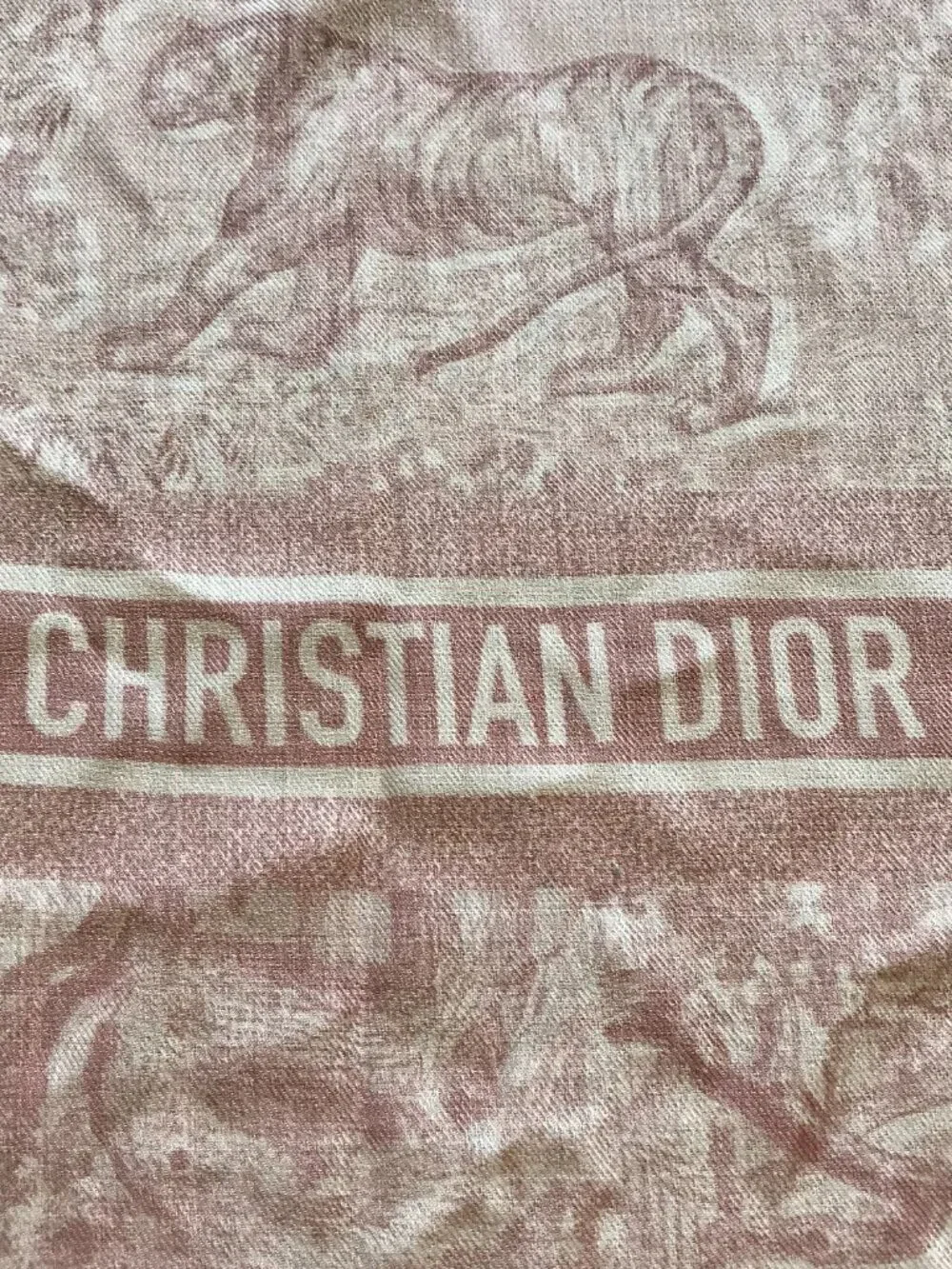 Christian Dior Rose des Vents Toile de Jouy Sauvage Shawl Scarf Wrap Wool Silk